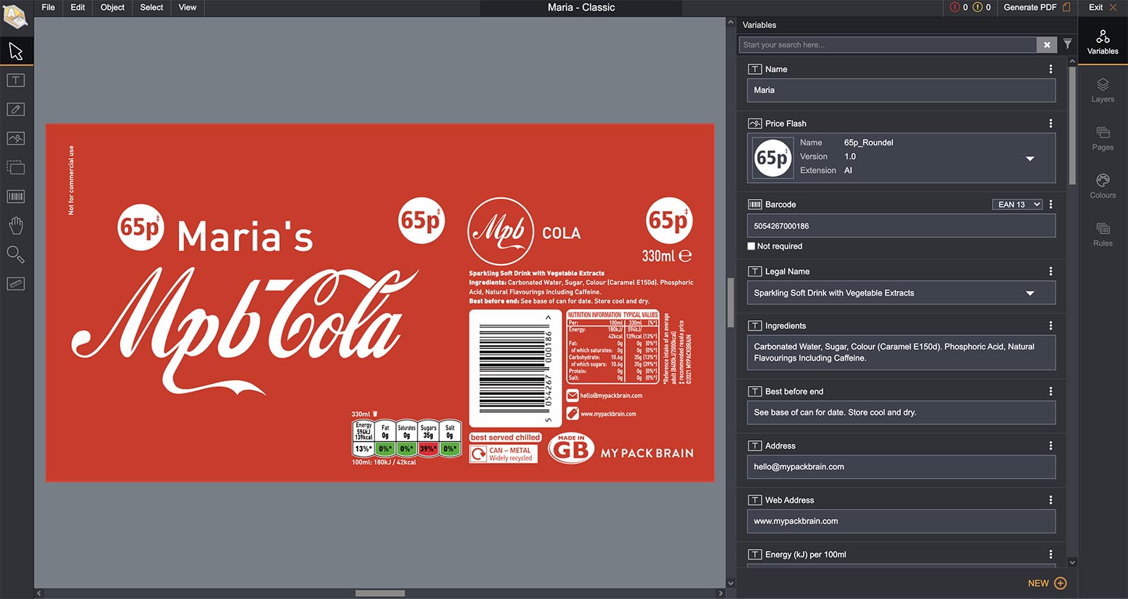 Packaging Graphics Editor