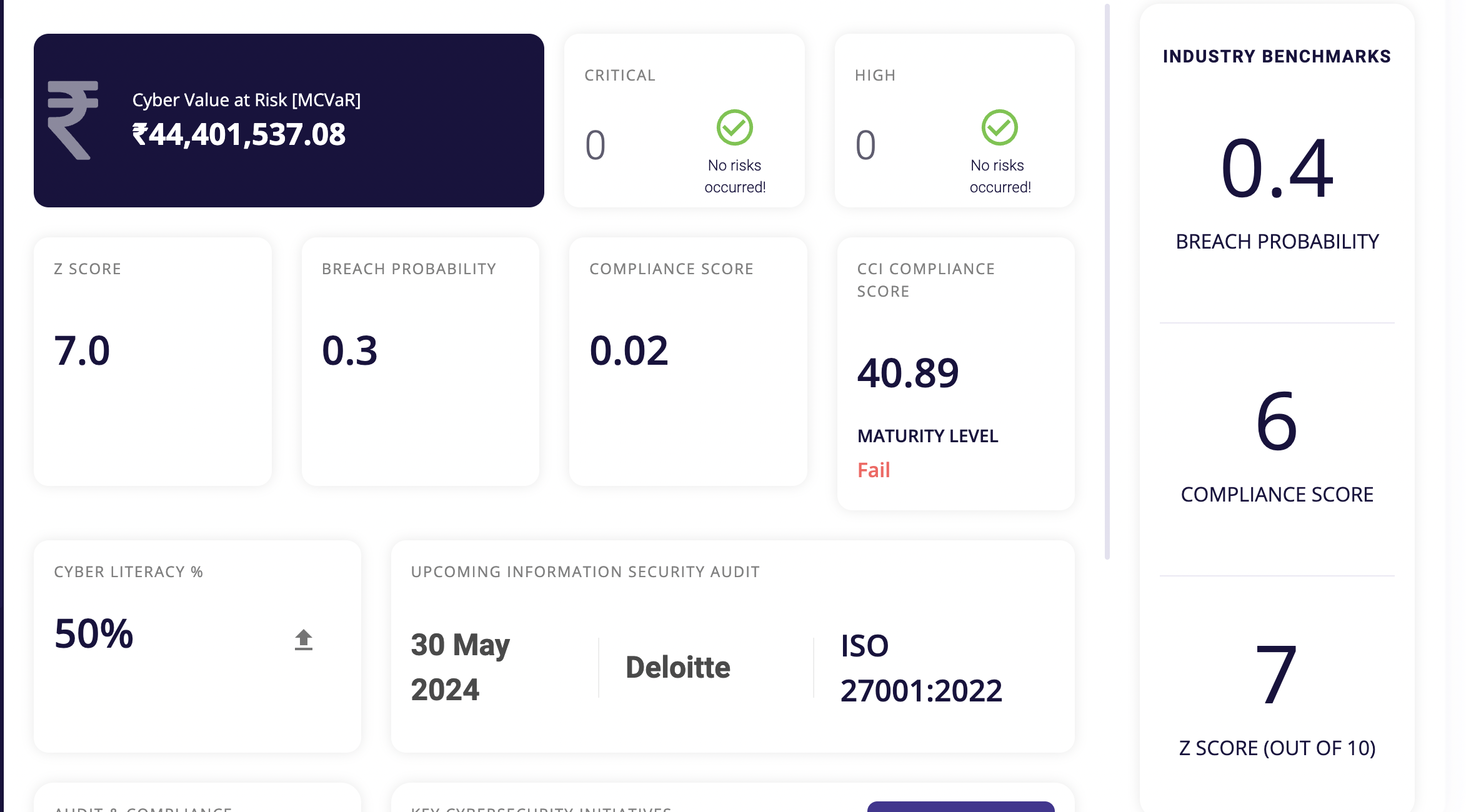 Cyber Risk Posture Management Platform screenshot: Cyber Risk Posture Management Platform value at risk