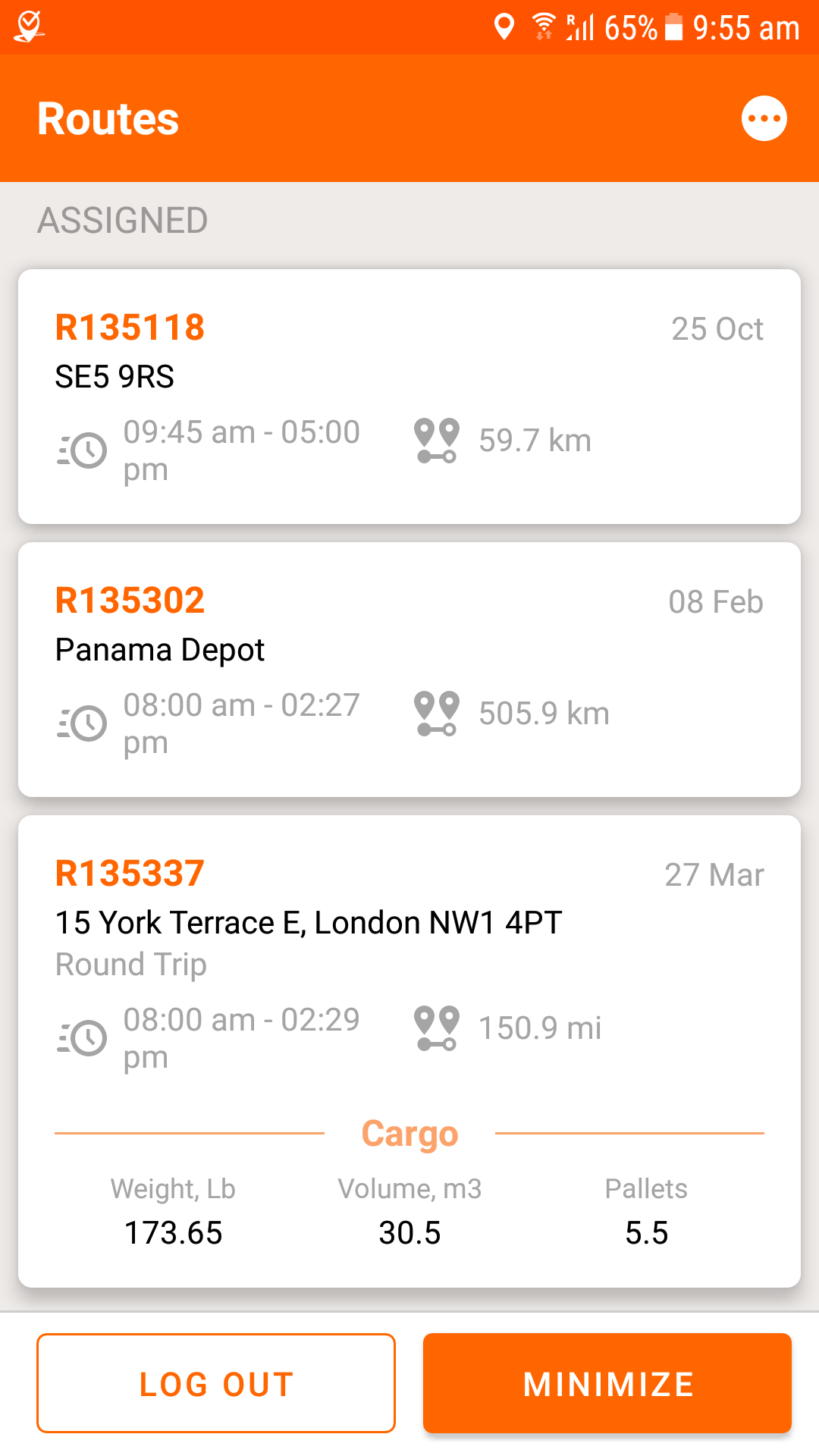 Driver app to receive job details