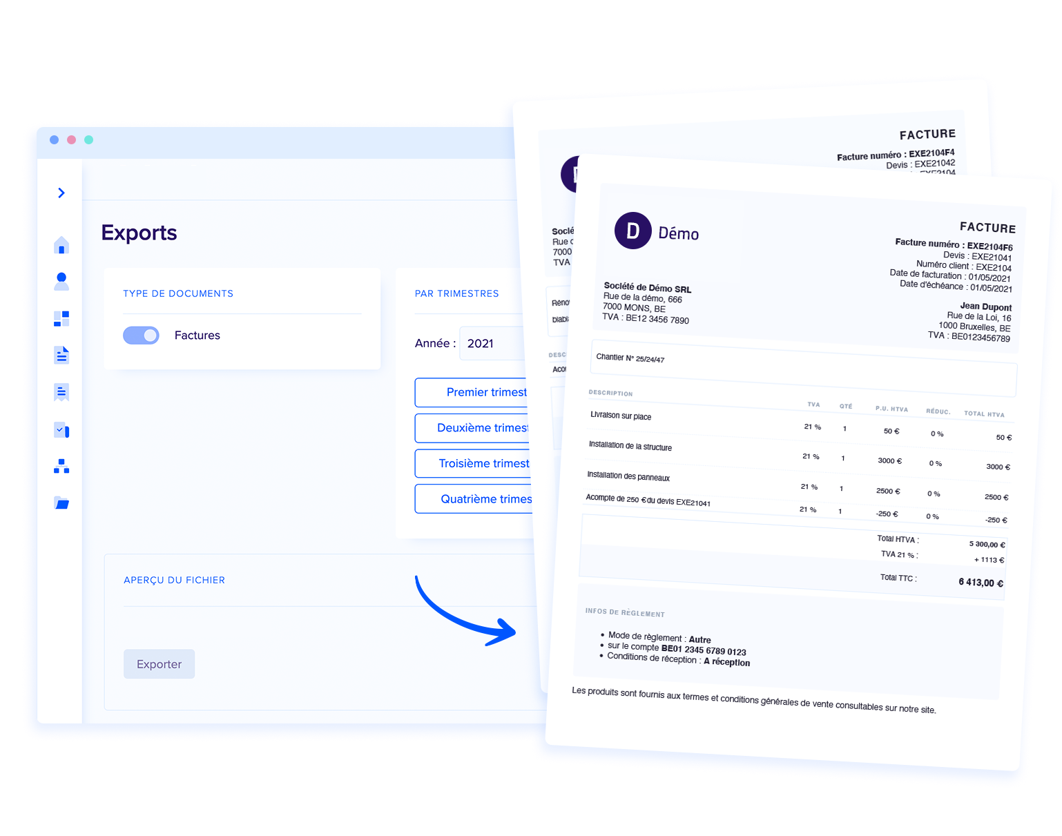 Export your invoice to send it to your client