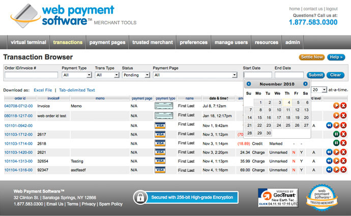Web Payment Software transaction manager