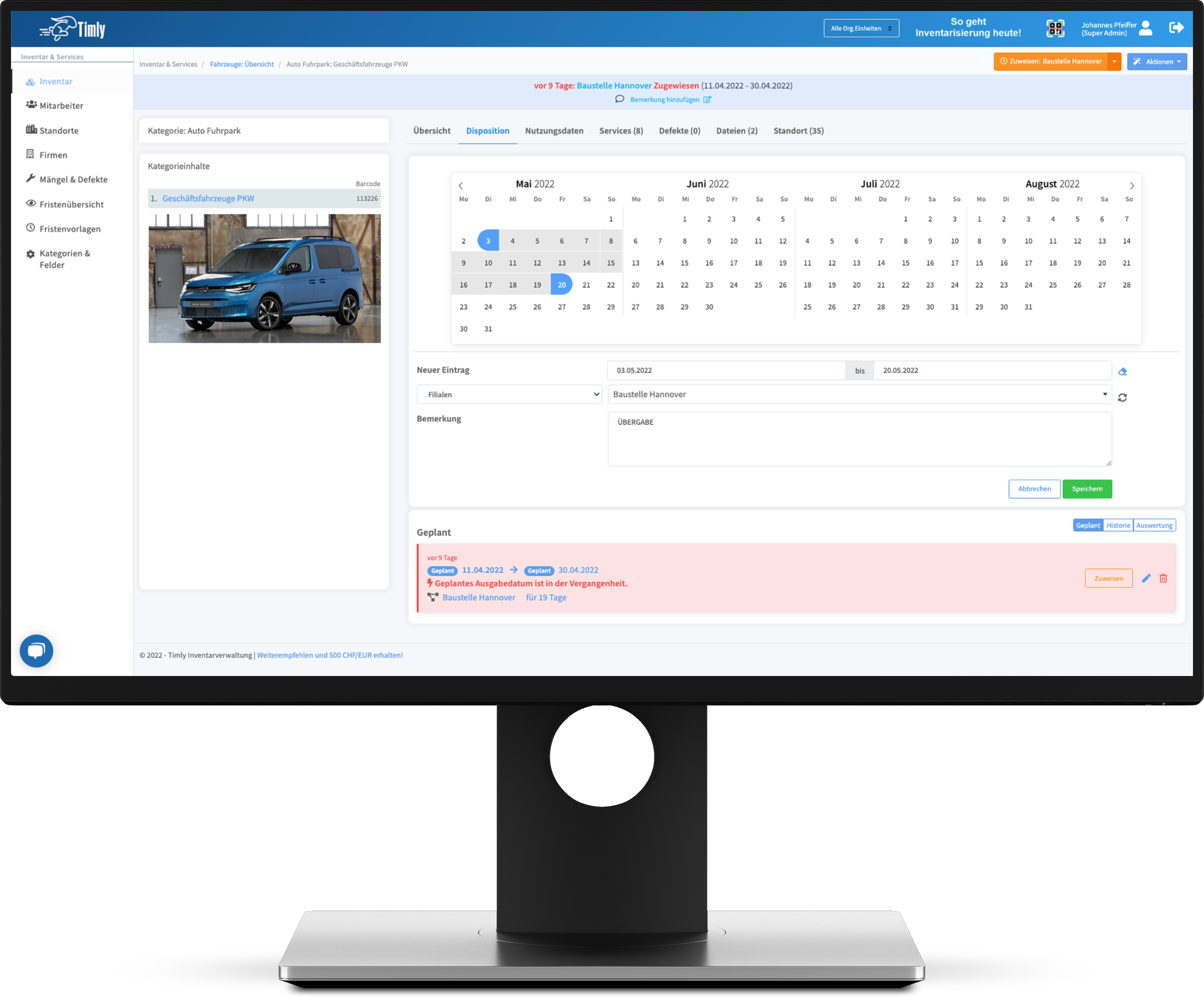 The software for the simplest planning and disposition of inventory