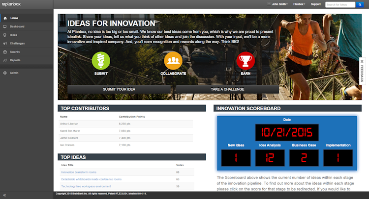 Planbox Innovate screenshot: Planbox Innovate innovation and feedback portal