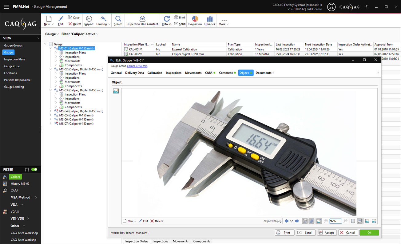 PMM.Net screenshot: PMM.Net – Calibration Management Software