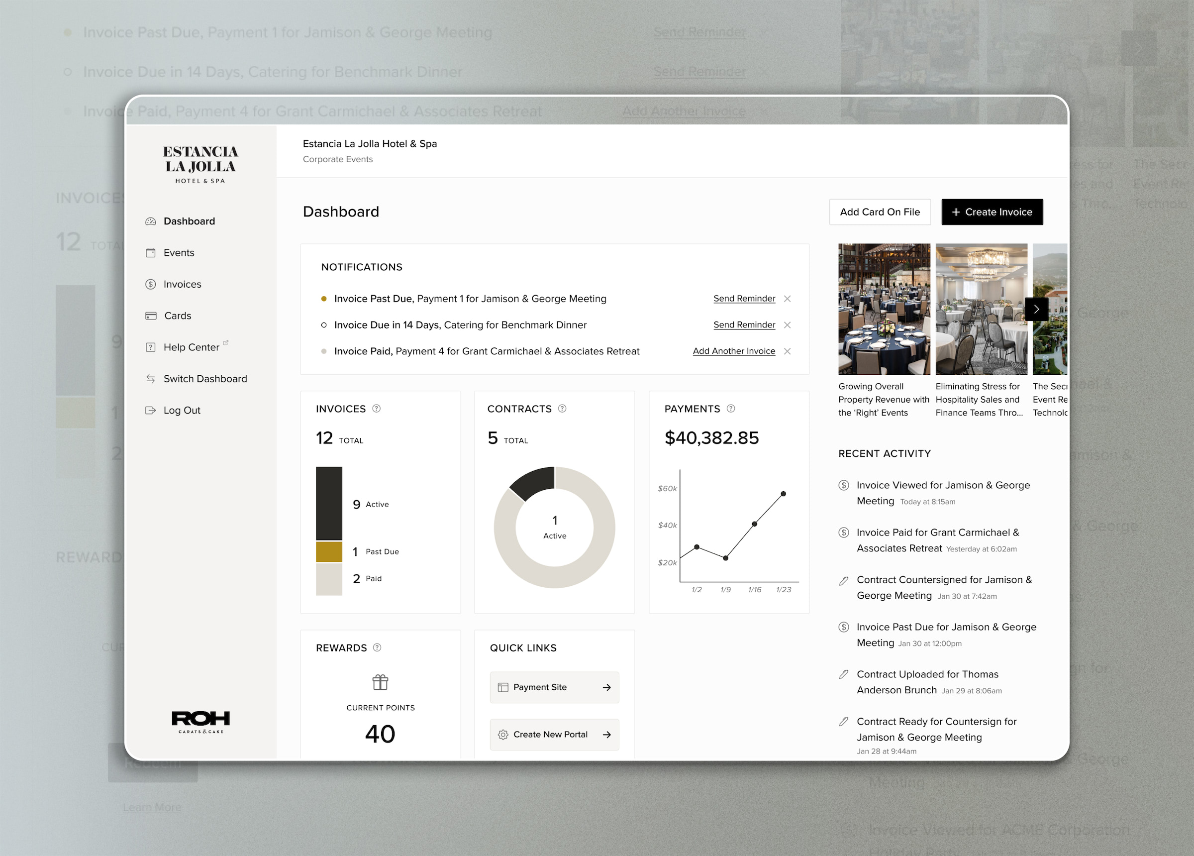ROH screenshot: ROH's admin dashboard