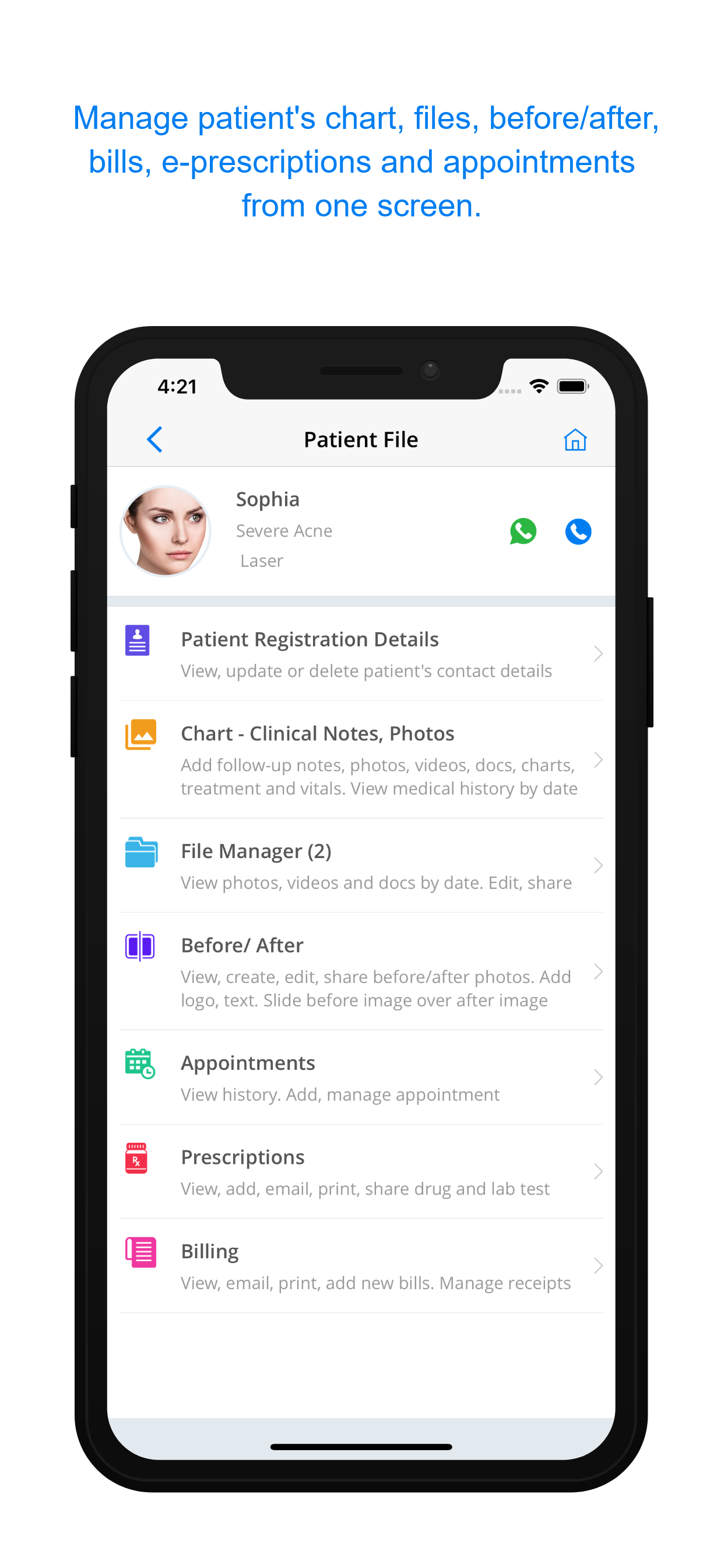 Manage all patient's records from one screen