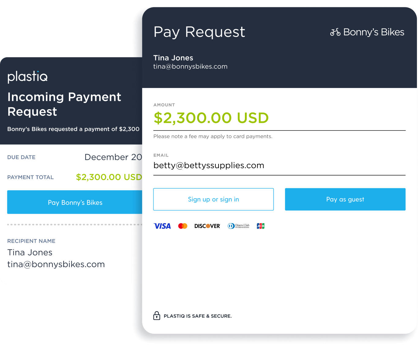 Plastiq screenshot: Plastiq payment request