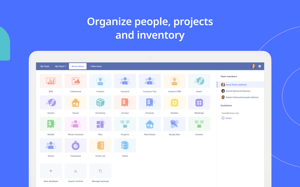 Organize people, projects & inventory
