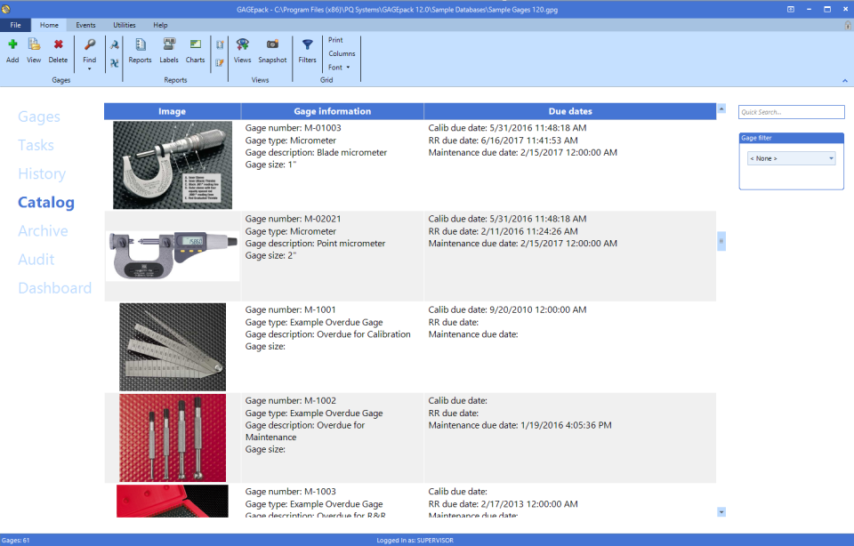 GAGEpack Software - Access equipment catalog with photos