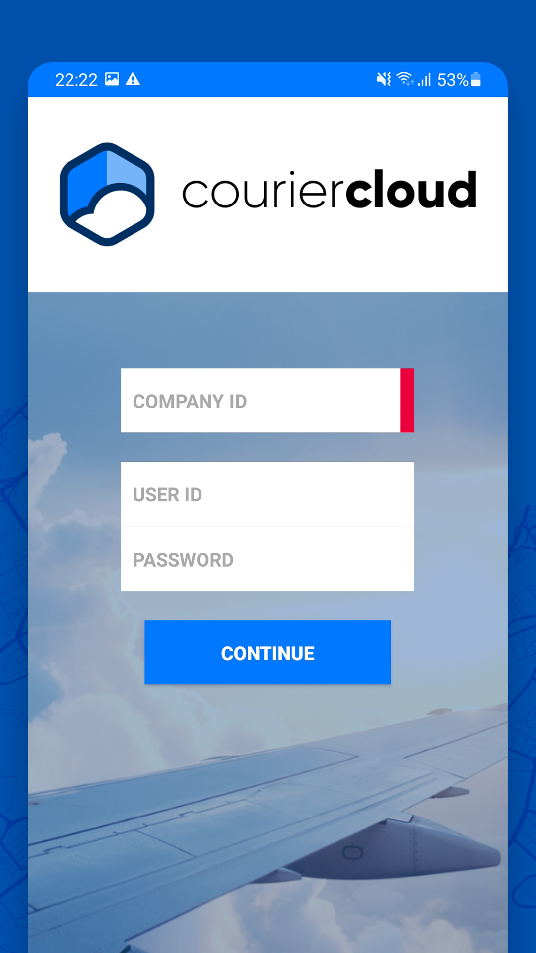 CourierCloud screenshot: CourierCloud TMS Login Screen