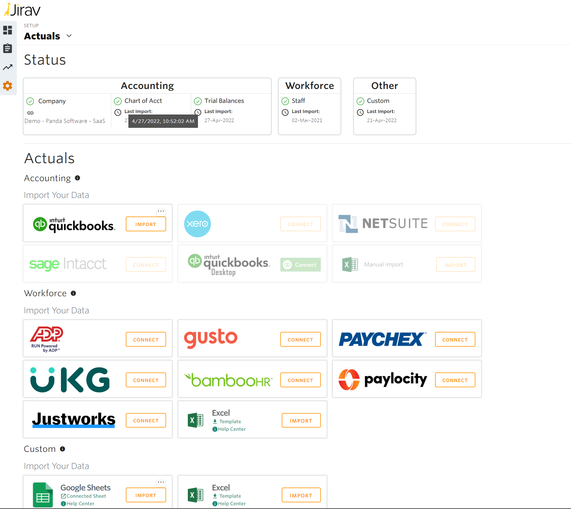 Out of the box integrations with your accounting, payroll and sales data