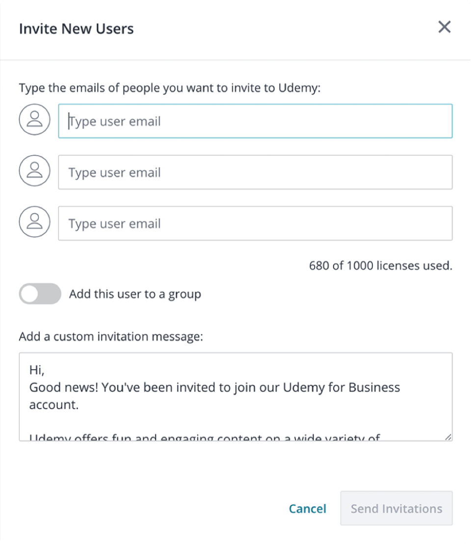 Udemy Business Software - Udemy for Business invite users