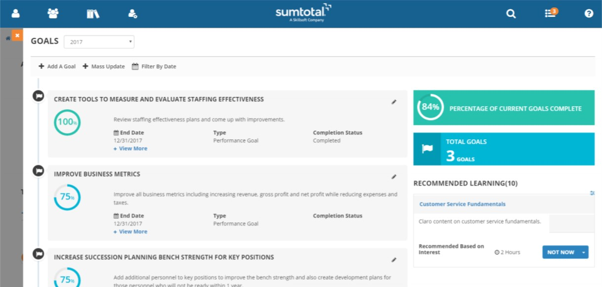 SumTotal Talent Development goals
