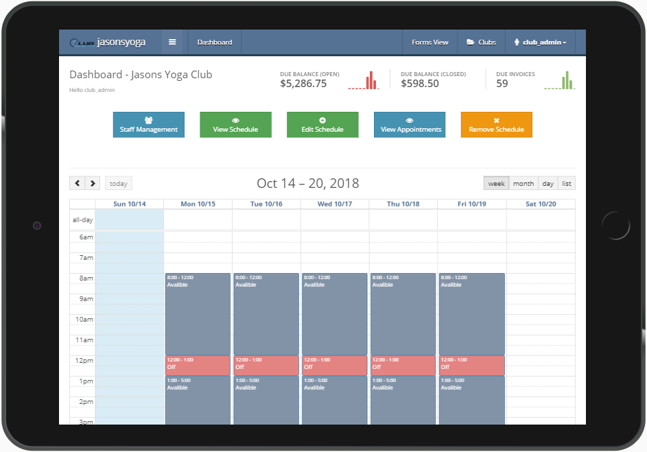Club Management System Software - Club Management System dashboard