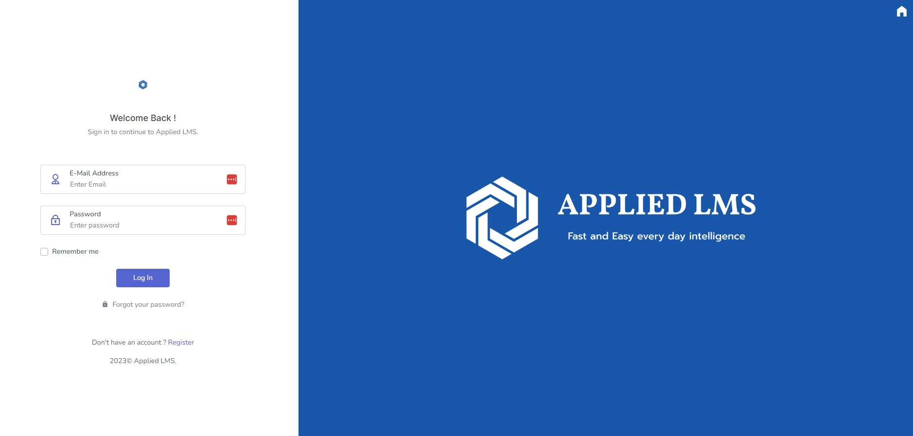 Applied LMS Software - Applied-LMS login screen