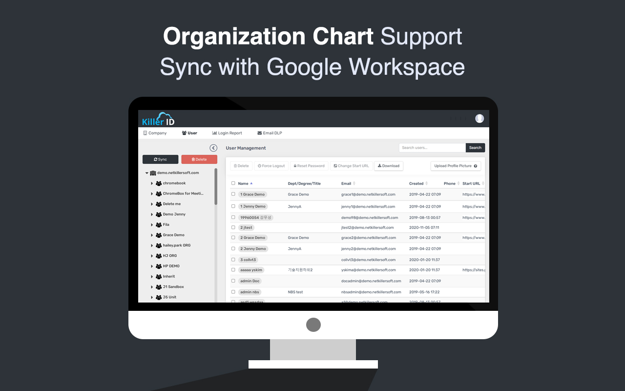 Organization Chart Support Sync with Google Workspace