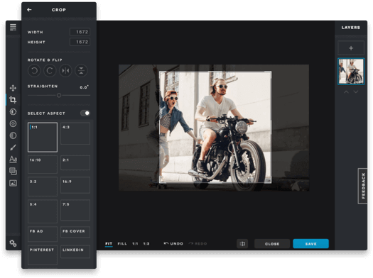 Pixlr Software - Pixlr X cropping features