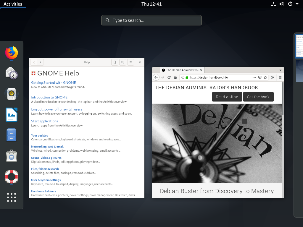 Debian desktop screen