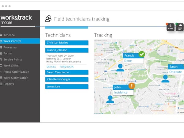 Work&Track Mobile Software - 4- Record your field workers activity. Track their location and send the nearest person to the new services minimizing response time and optimizing customer customer experience.