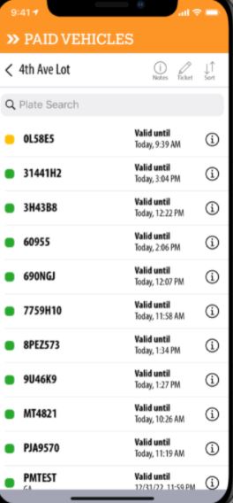 Ballparc screenshot: Ballparc paid vehicles