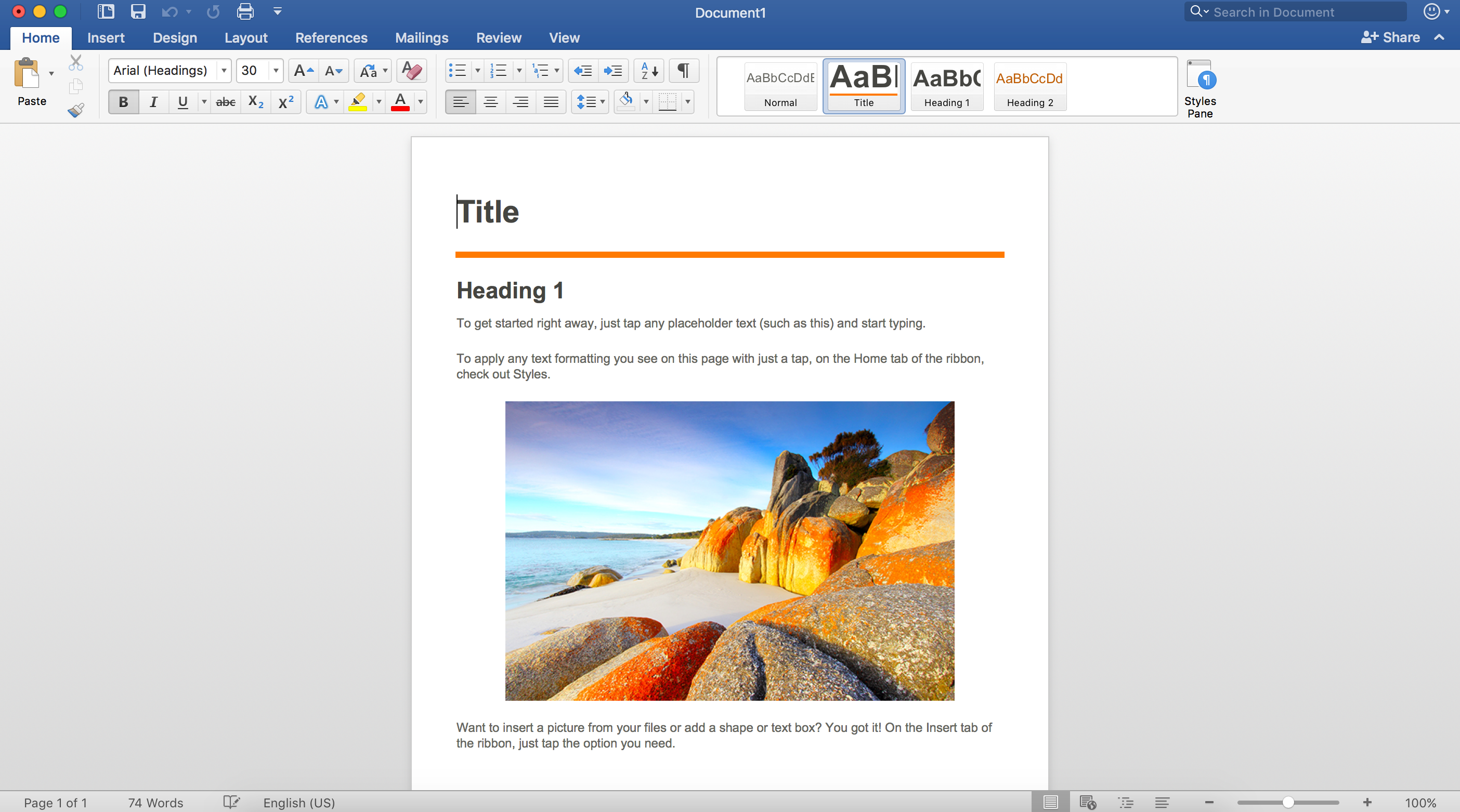 Microsoft Word Software - Add titles, headers, text, images, and more