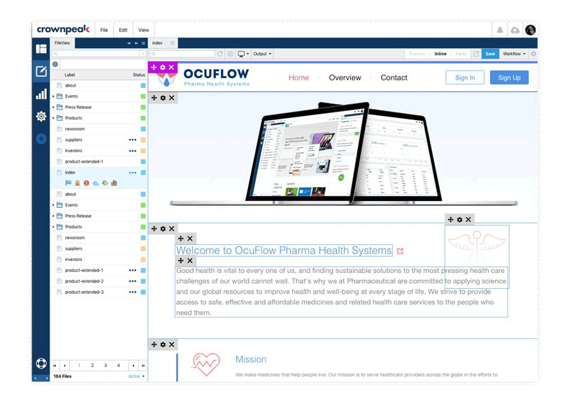 Crownpeak Digital Experience Platform screenshot: Hybrid Headless CMS
