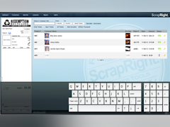 ScrapRight Software - An example of the ScrapRight interface showing a selection of customers listed by ticket number, plus the onscreen keyboard - thumbnail