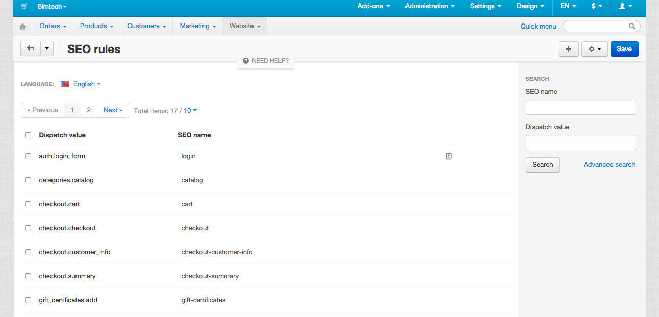 CS-Cart Software - Manage SEO rules with CS-Cart