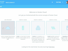 Docker Software - The landing page outlines the major concepts of the application