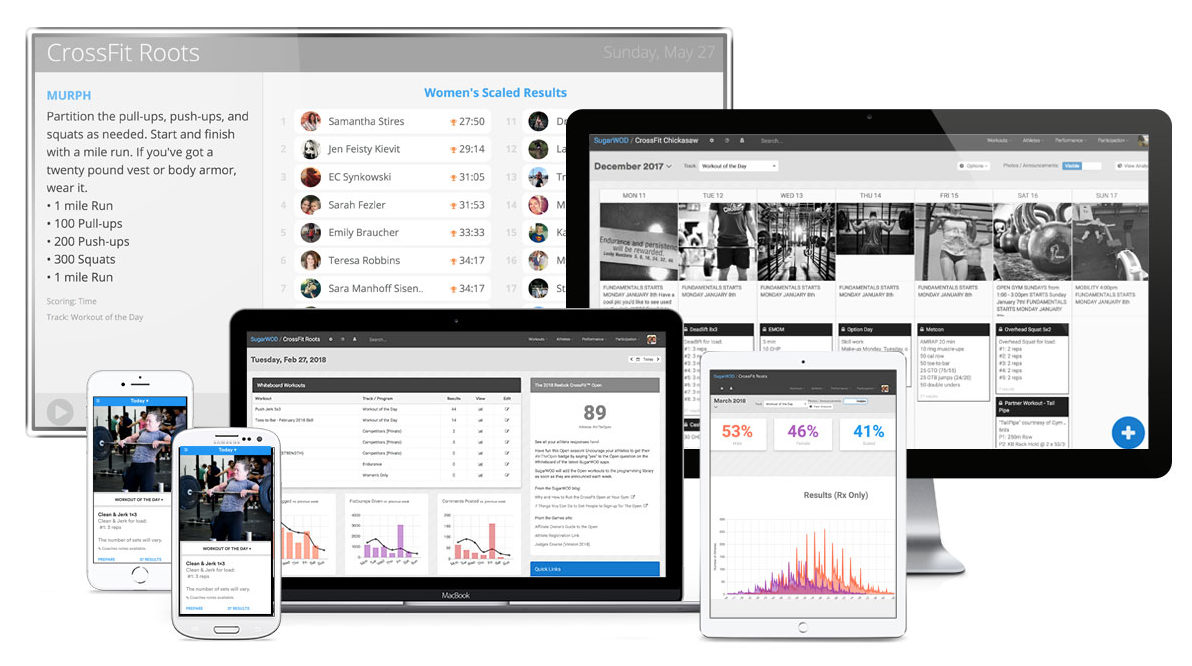 SugarWOD screenshot: SugarWOD overview across devices