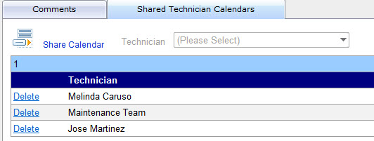 Coherent Software - Technician calendars can be shared with other users
