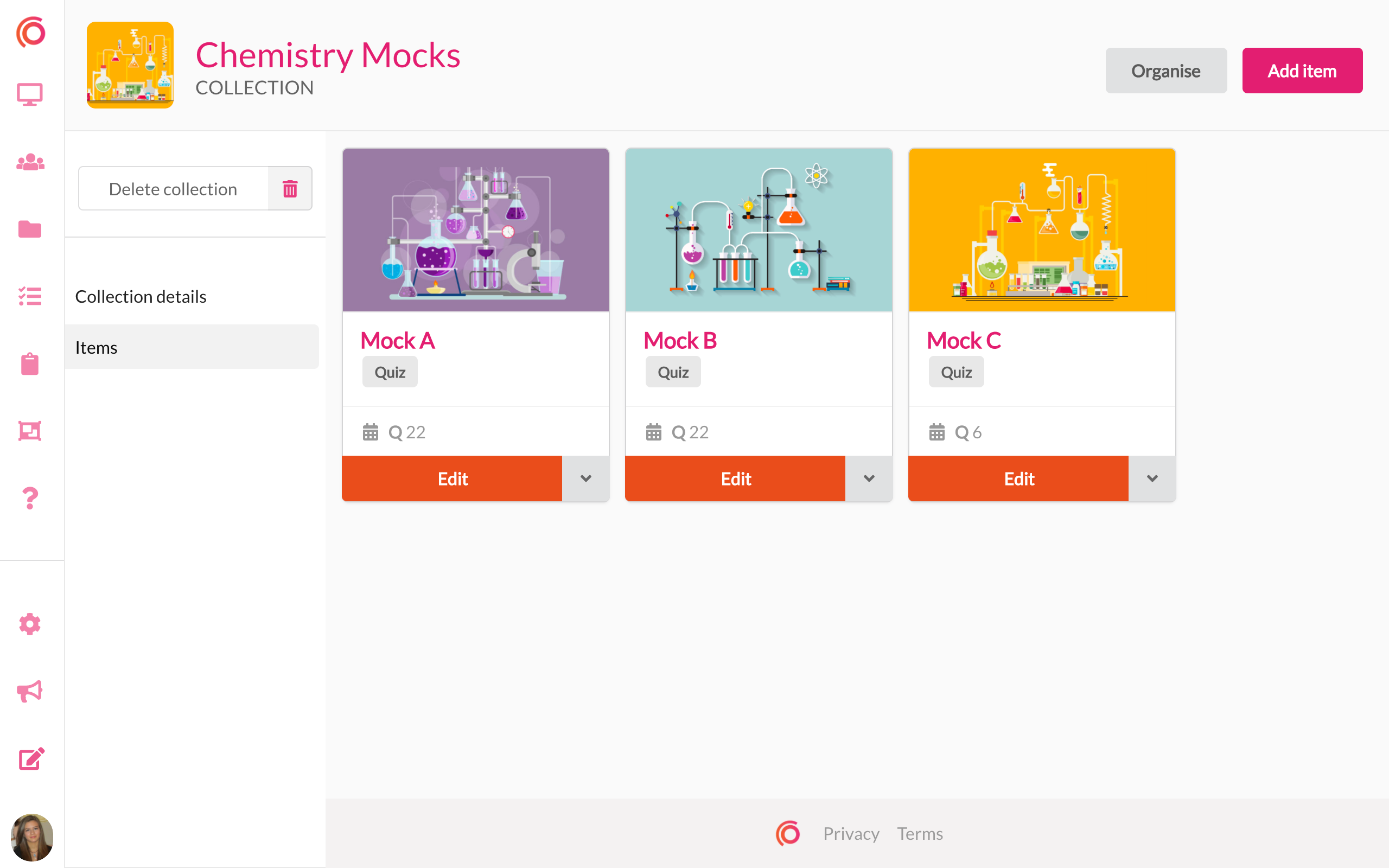 Create collections of practice assessments for your learners.