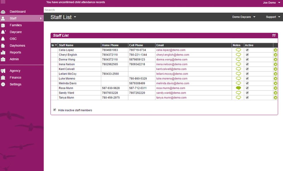 TimeSavr staff list