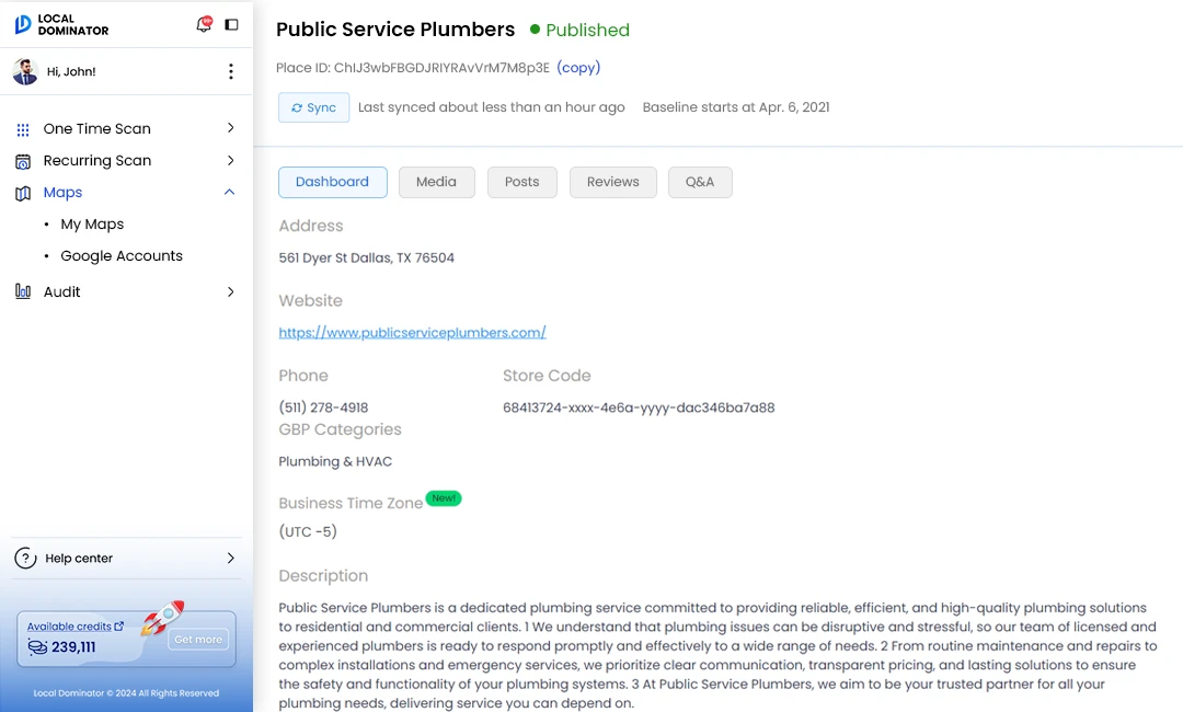 Local Dominator screenshot: Local Dominator's GBP Dashboard allows you to monitor competitor rankings and analyze keyword performance. Identify gaps in your SEO strategy and uncover opportunities for growth, all while staying ahead in local search results with actionable insights.