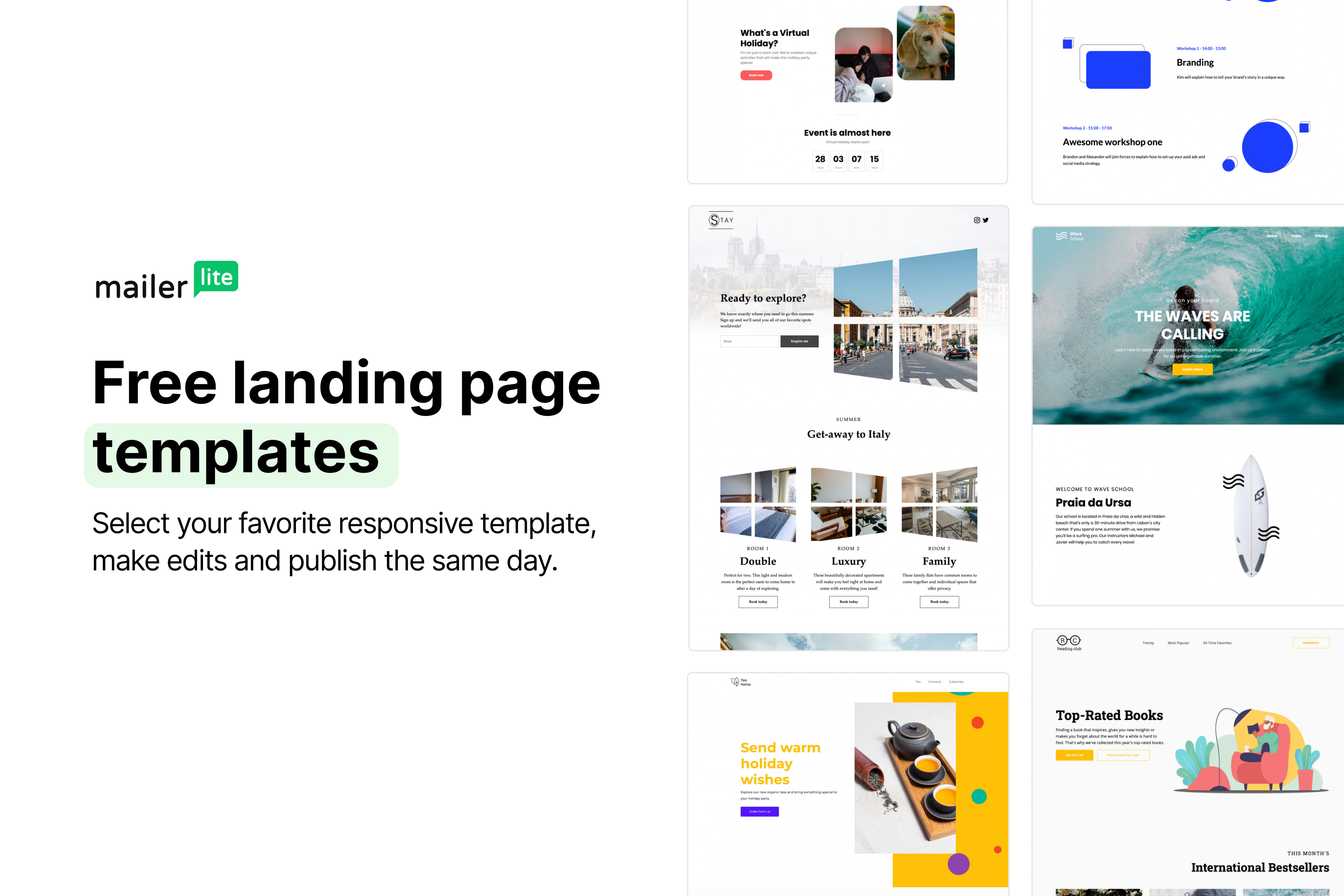 Mobile-friendly landing page templates