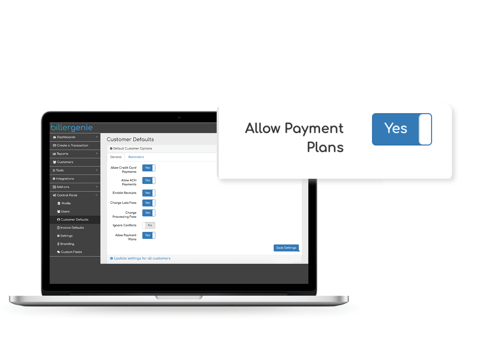 The Payment Planner allows your customers to request payment plans, breaking up larger invoices in smaller, more manageable payments.