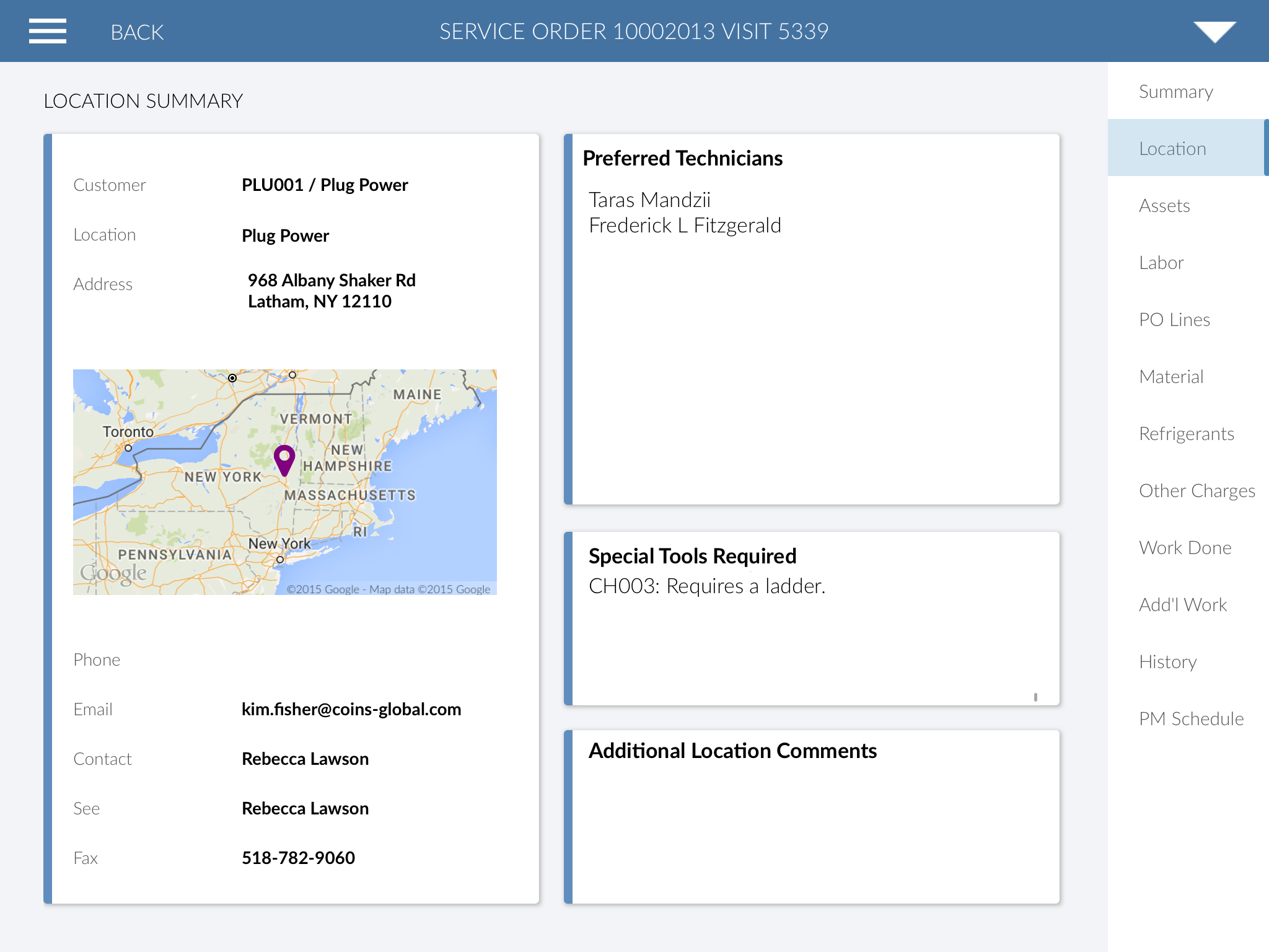 Location summary