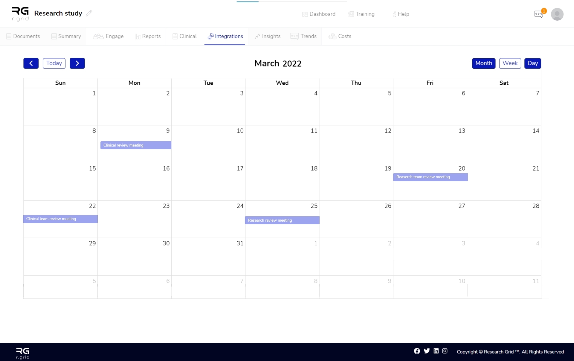 TrialEngine screenshot: Integrations with your calendar