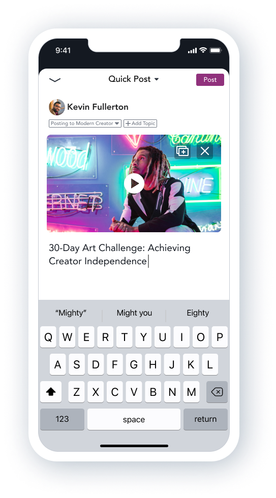 Mighty Pro Software - Upload native videos for instant engagement.
