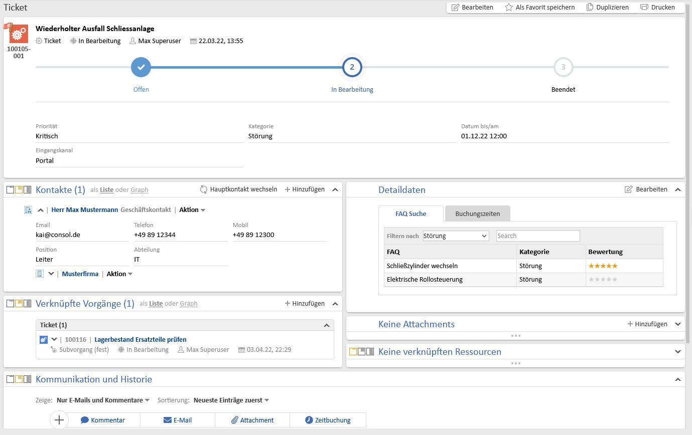 ConSol CM/Ticketing screenshot: ConSol CM/Ticketing ticket view