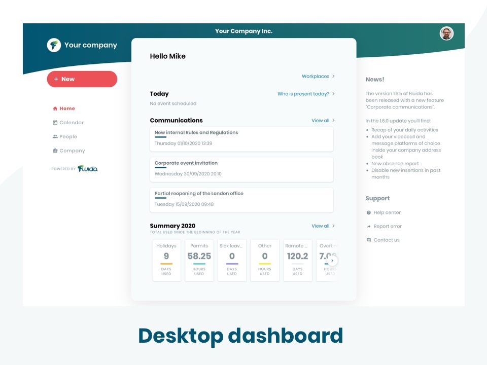 Desktop dashboard