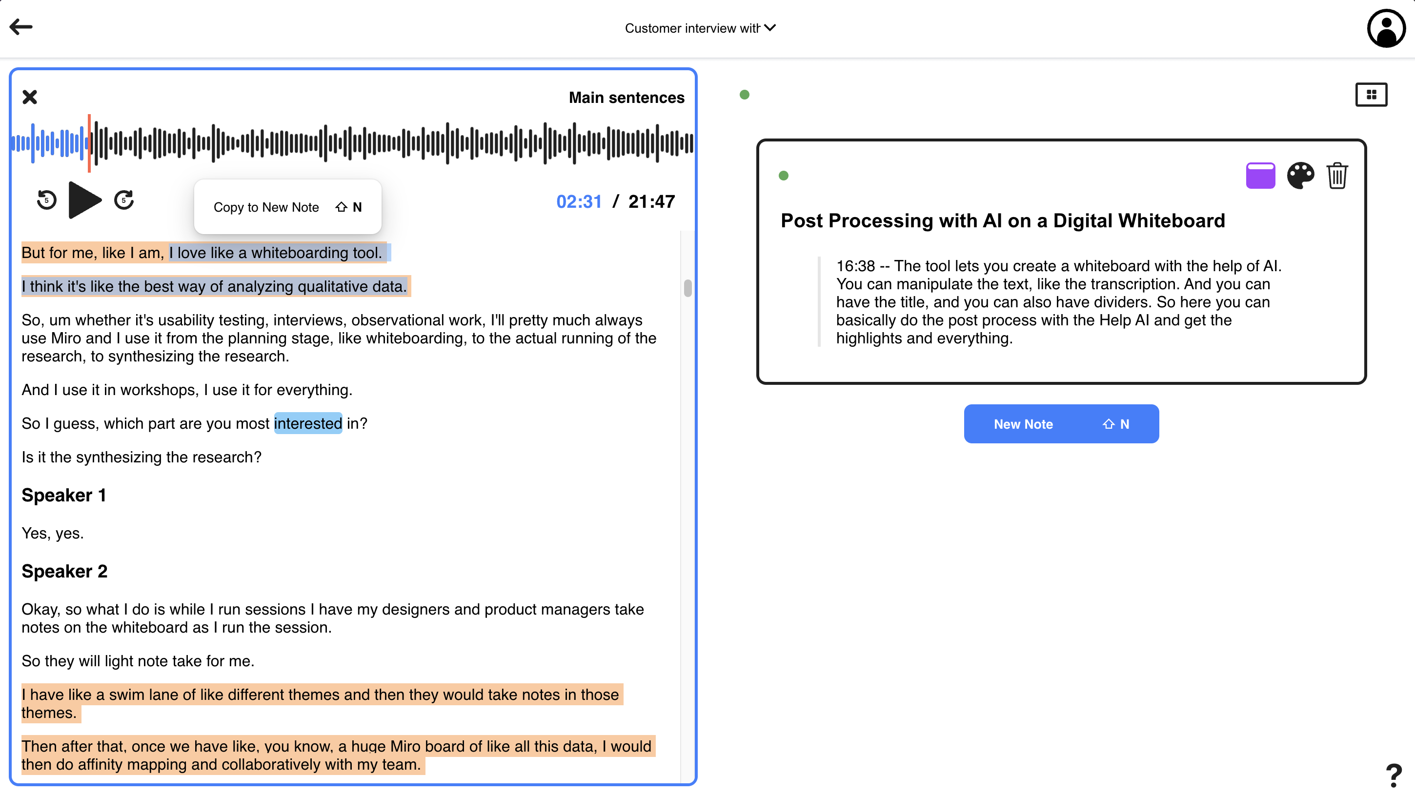Extract quotes in seconds with AI-curated transcription, summaries, emotions, and key sentences.