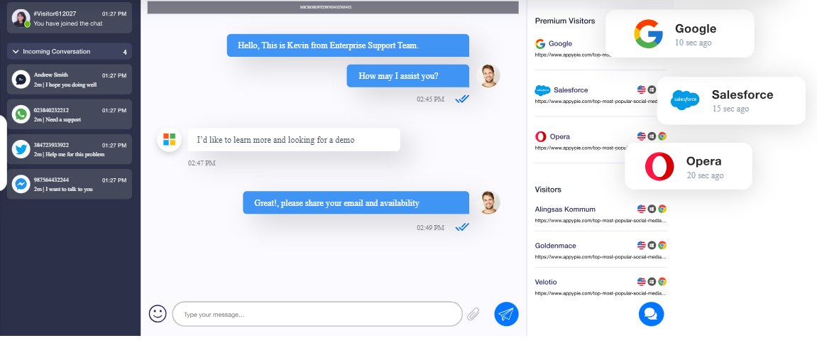 Appy Pie Live Chat screenshot