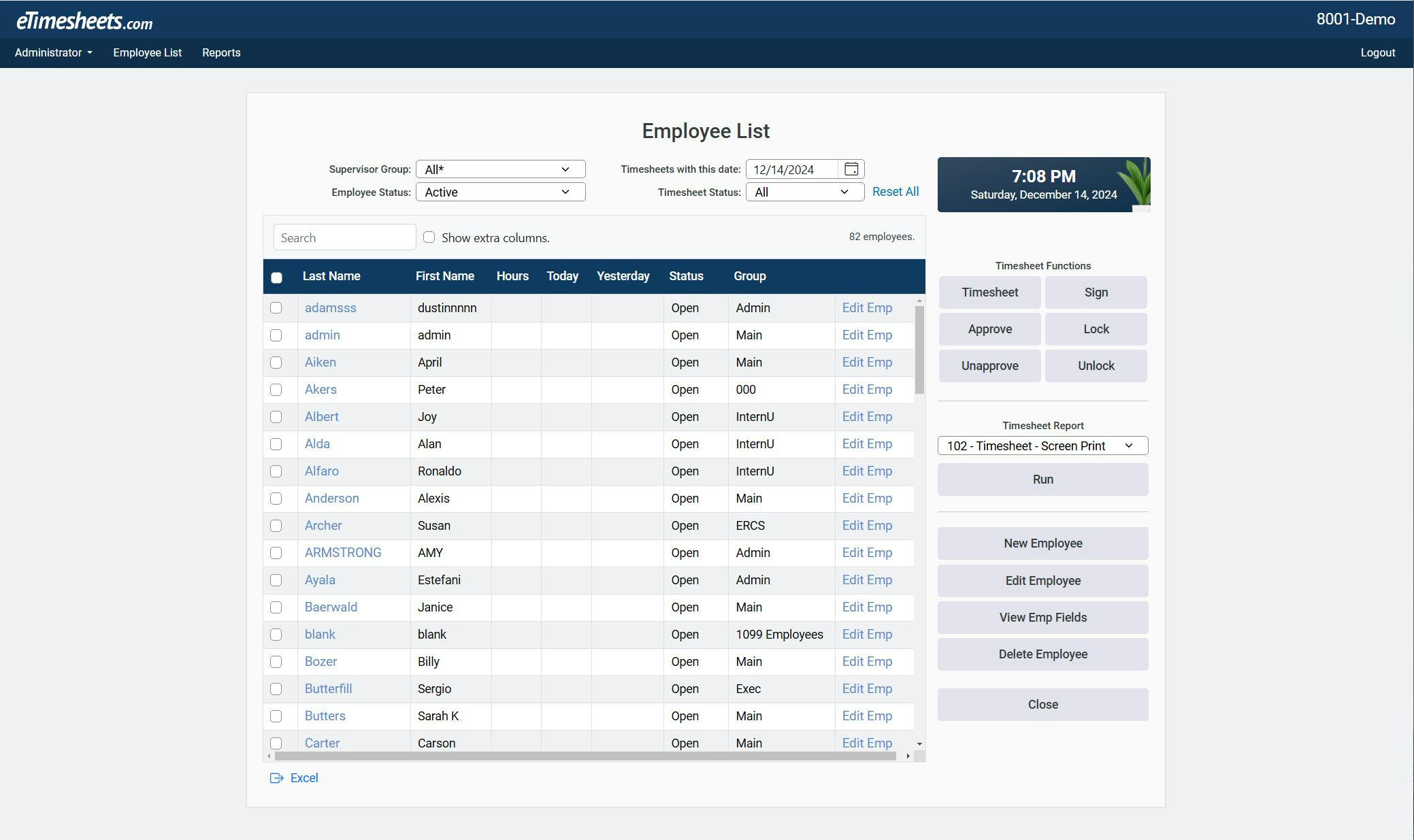 eTimesheets.com Software - Employee Overview