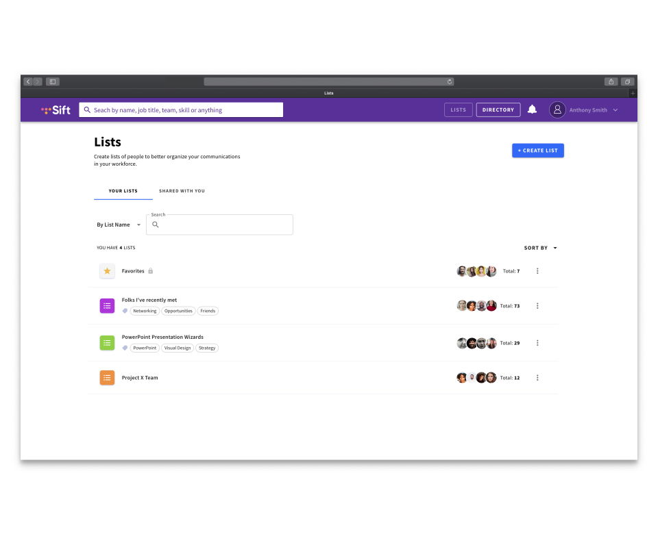 Sift Software - Sift create contact lists