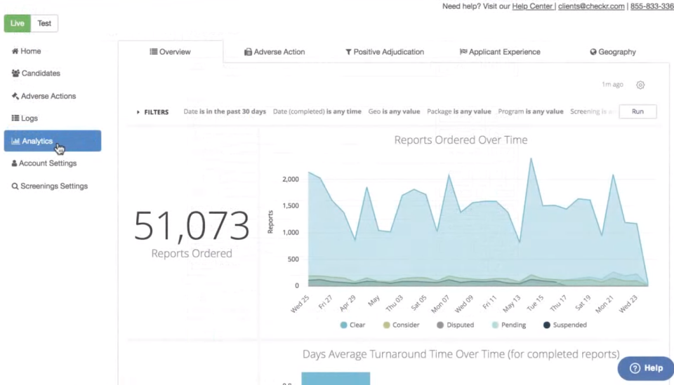 Checkr Software - Checkr analytics screenshot
