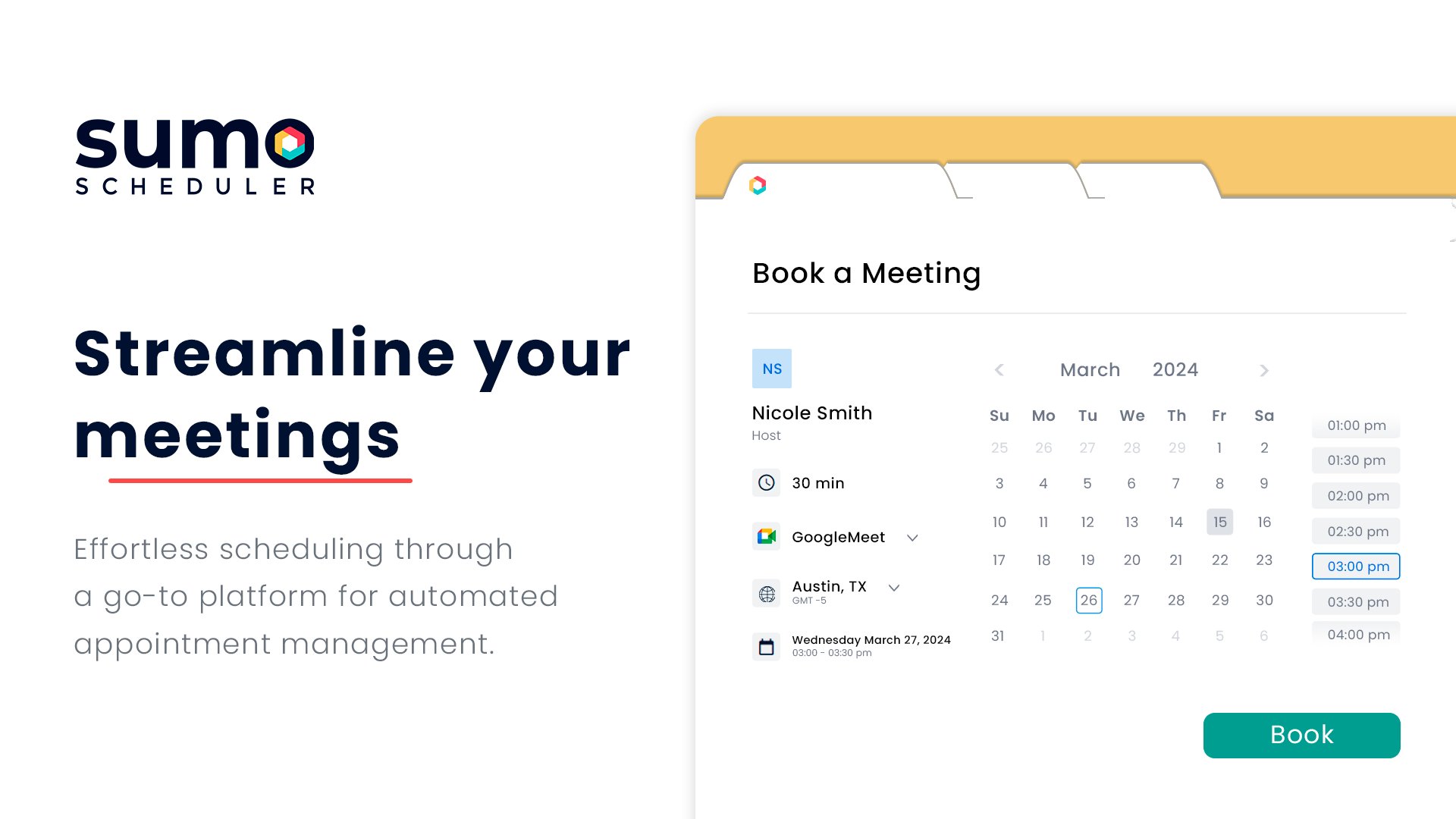 SUMO Scheduler Software - Streamline your meetings - Effortless scheduling through a go-to platform for automated appointment management.