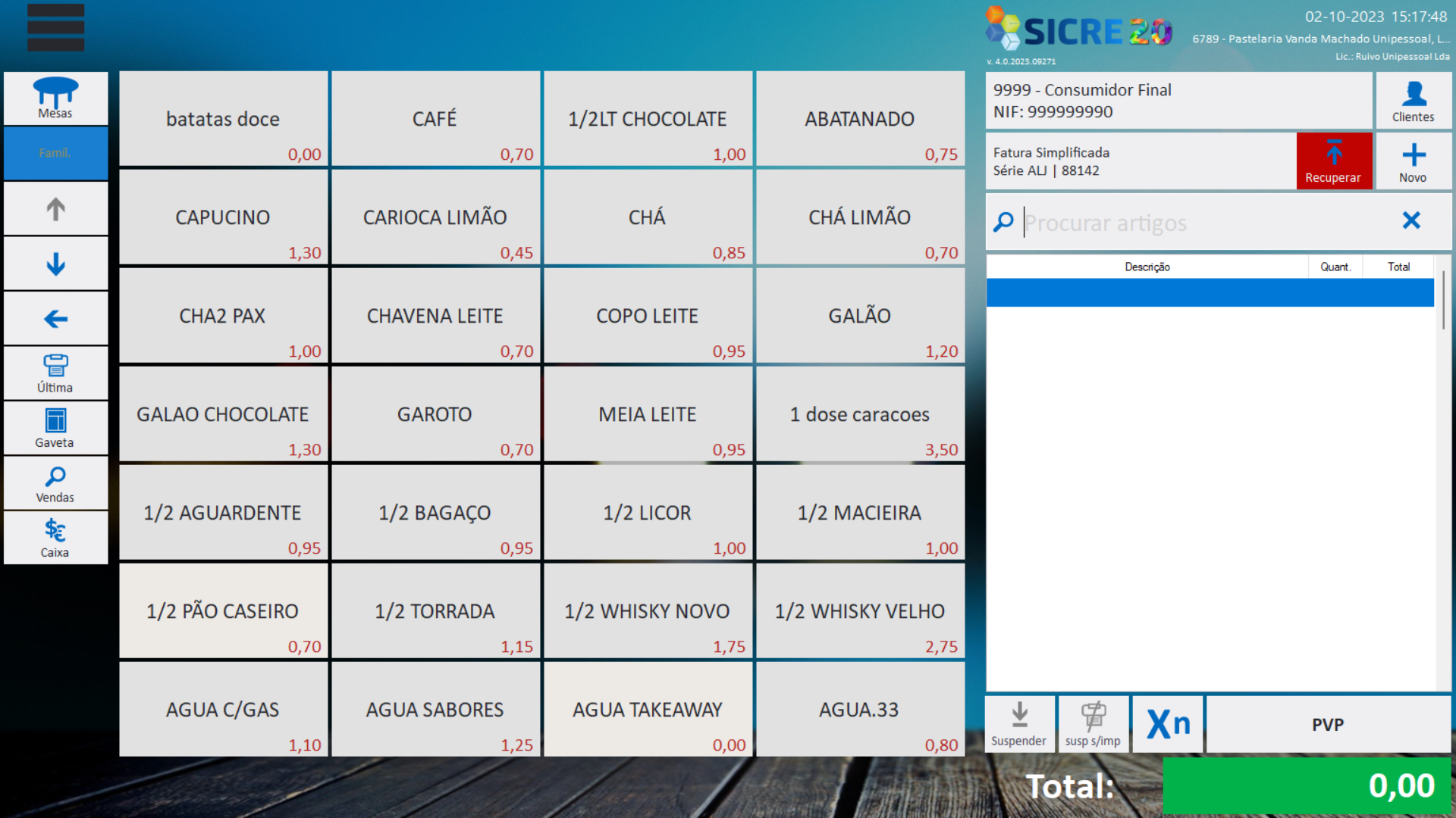 SICRE Software - POS - venda directa para ambientes Touch e nao Touch