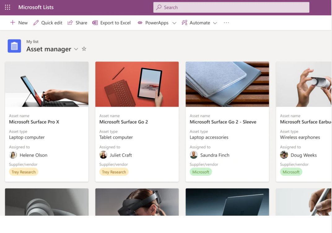 Microsoft Lists asset manager