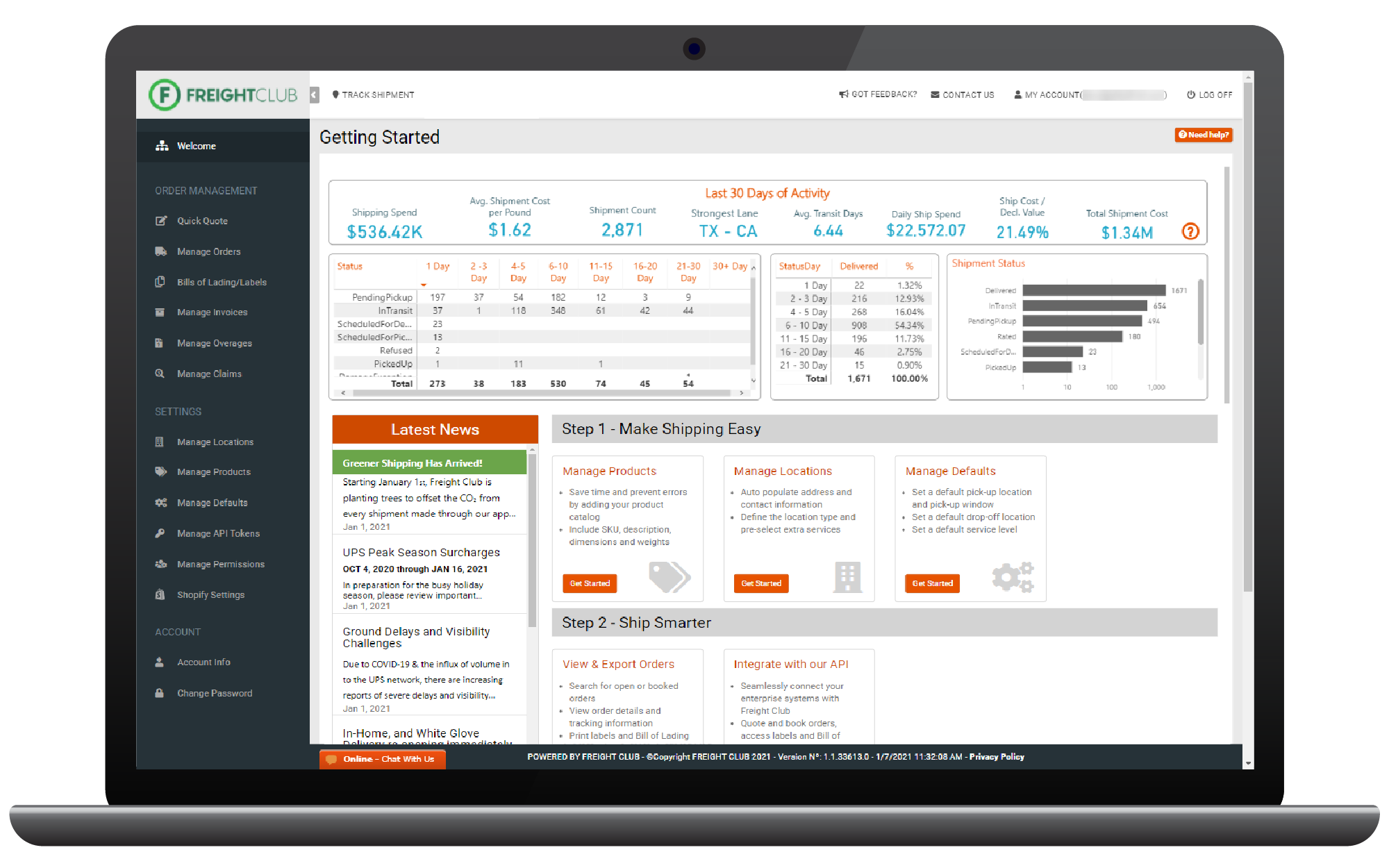 Freight Club screenshot: Freight Club user interface